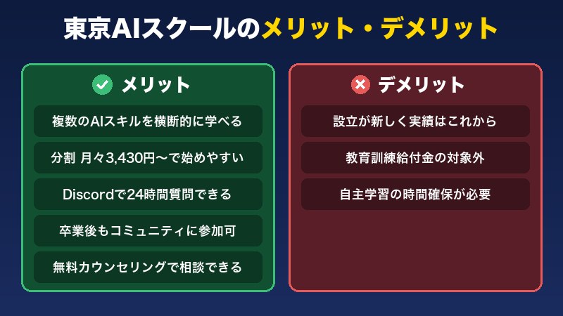 東京AIスクールのメリット・デメリット